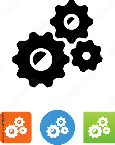Three Machine Gears Icon - Illustration