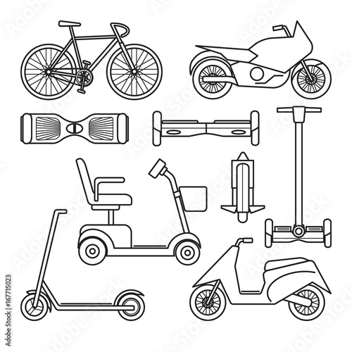 Collection of bike and scooter icons