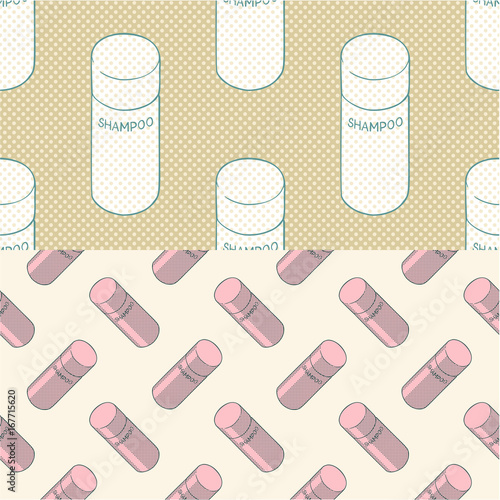 Seamless color vector shampoo bottle pattern