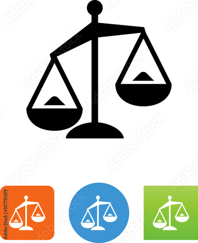 Unbalanced Scales With Content Icon - Illustration