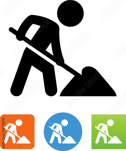 Vector Men Working Icon - Illustration