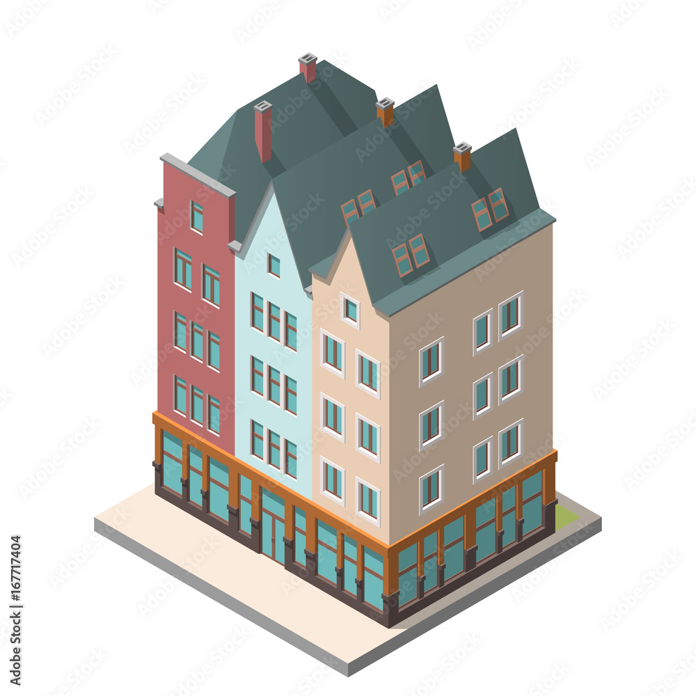 The old residential building in European style with an attic floor The old residential building in European style with an attic floor