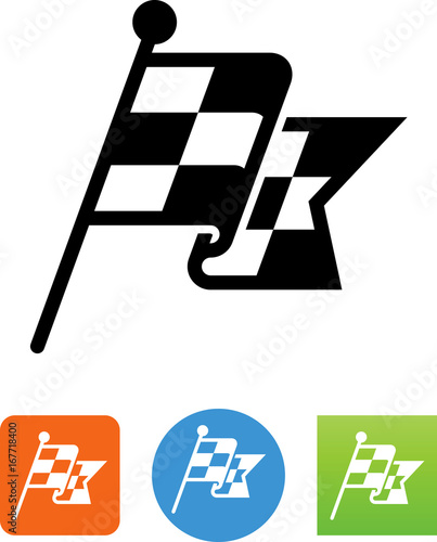 Waving Checkered Flag Icon - Illustration