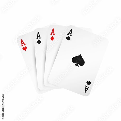 Four aces. Winning poker hand concept. Playing cards isolated on white background