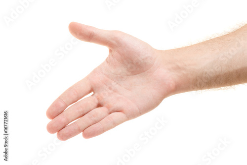 Man's hand emotions handshake