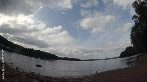 Clouds over a lake - Fisheye Timelapse