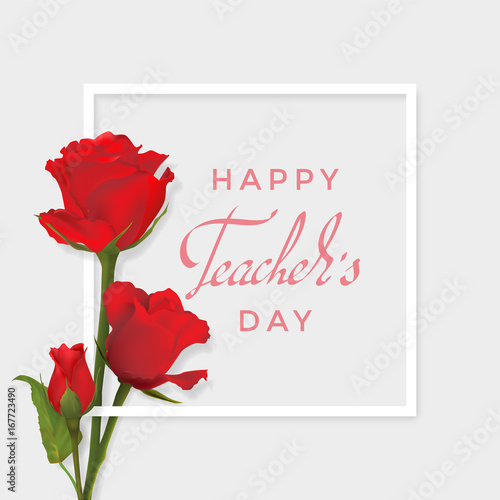 Teachers day card with roses
