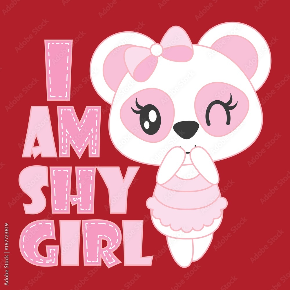 Cute baby panda is my shy girl vector cartoon illustration for baby shower  card design, kid t shirt design, and wallpaper Stock Vector | Adobe Stock