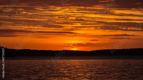 Sunset on the Lake Onega. Petrozavodsk. Karelia © Kirill