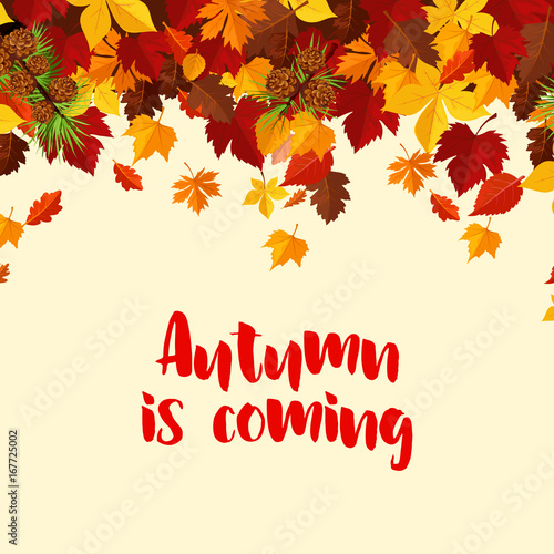 Autumn fall leaves vector poster template
