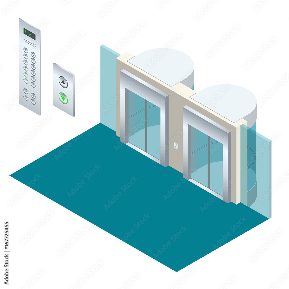 Isometric vector elevator lift isometric interior with contemporary ...