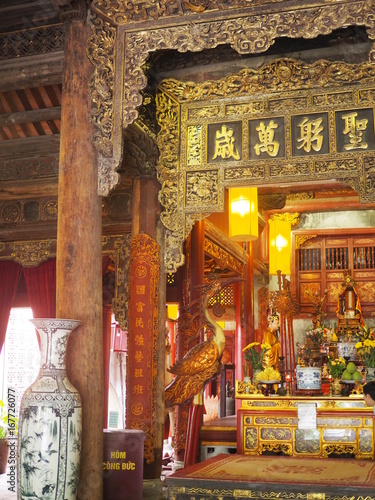 Chinese style shrine, inner view stacked wooden door border
