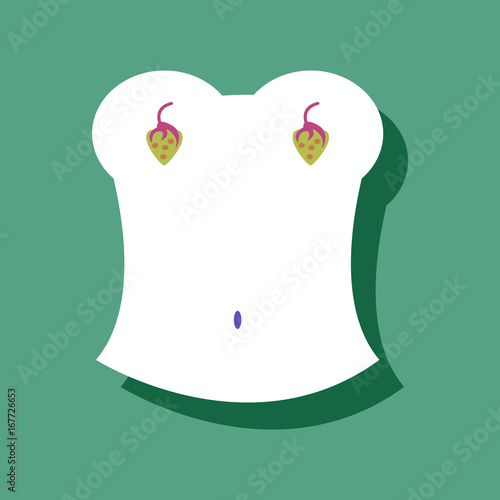 flat vector icon design boobs and Strawberry in sticker style