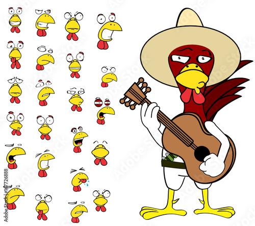 funny chicken mexican expressions cartoon setin vector format  very easy to edit 