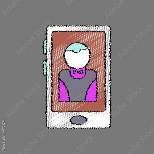 flat shading style icon dealer silhouette on screen
