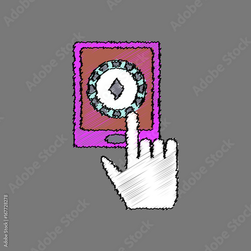 flat shading style icon hand and chip smartphone
