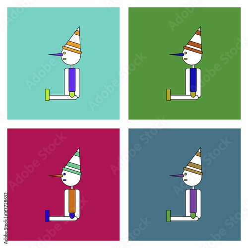 flat vector icon design collection children toy pinocchio