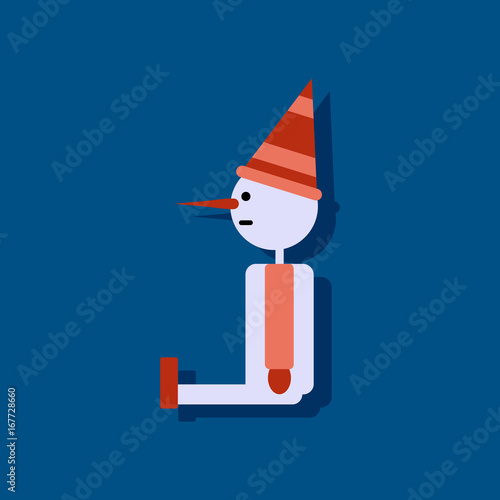 flat vector icon design collection children toy pinocchio in sticker style