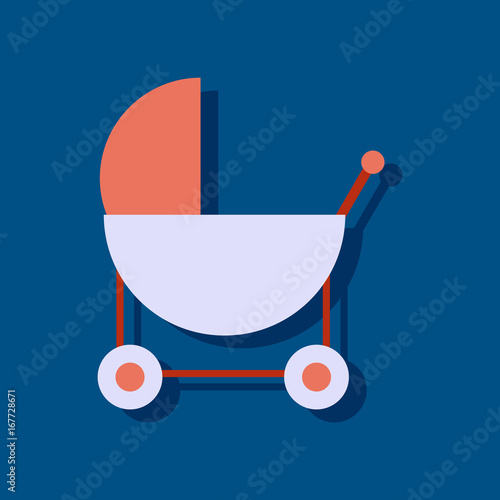 flat vector icon design collection baby carriage silhouette in sticker style