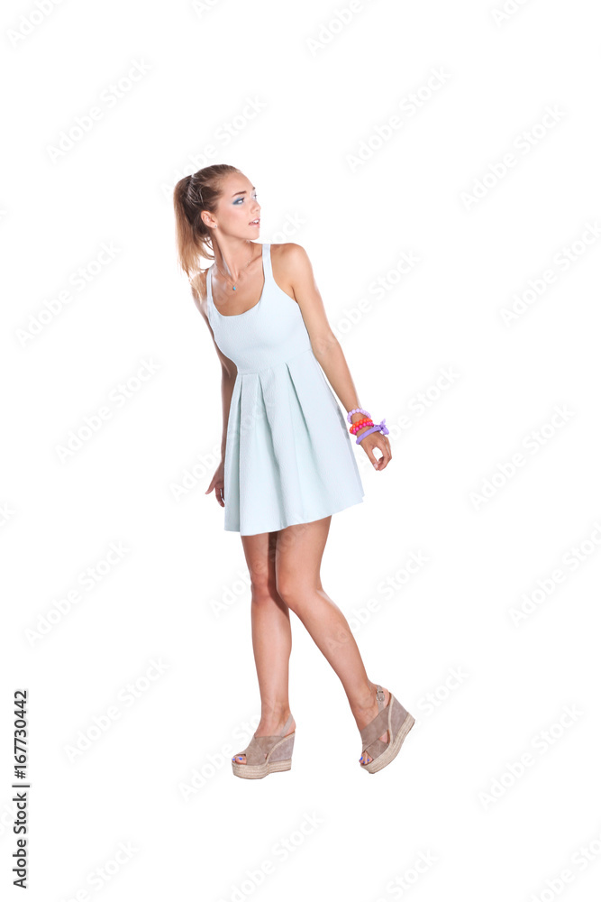 Attractive young woman standing on white background Attractive young woman standing on white background