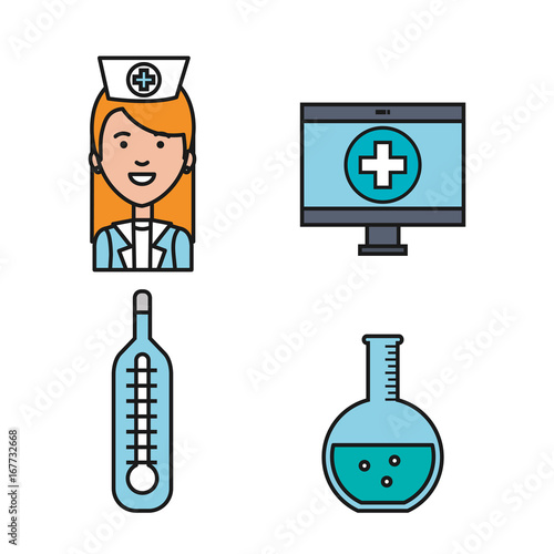 medical equipment supplies healthcare icons set vector illustration