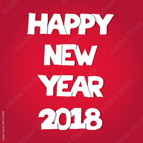 Wallpaper Mural Wording happy new year 2018 in white color paper cut style on red background Torontodigital.ca