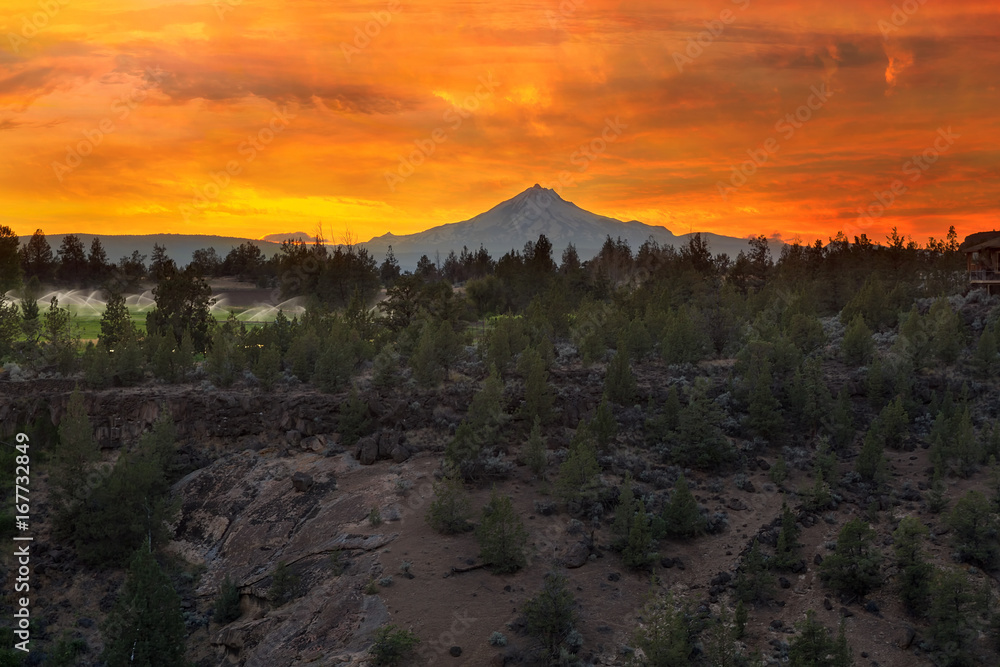 Three Fingered Jack Mountain at Sunset in central oregon