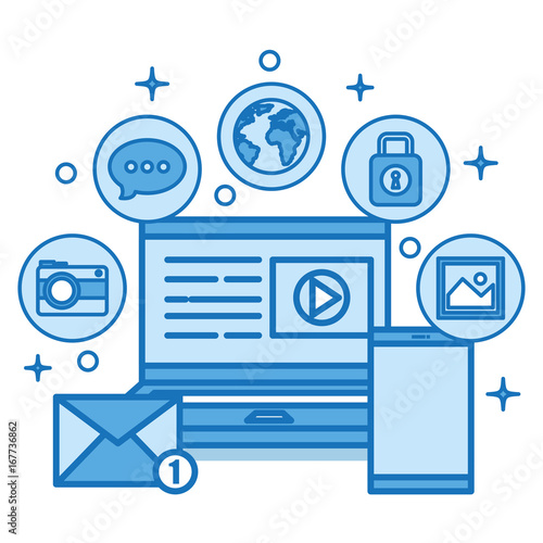 set for web and mobile applications of network internet technology vector illustration