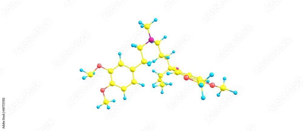 Obraz premium Verapamil molecular structure isolated on white