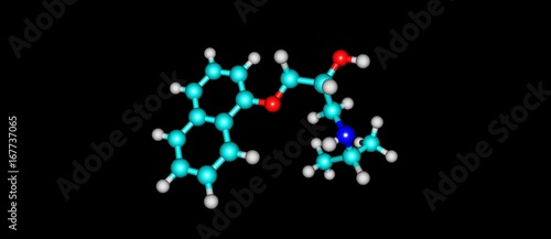 Propranolol molecular structure isolated on black