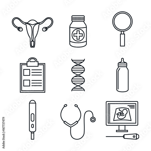 pregnancy maternity medical equipment elements health care vector illustration