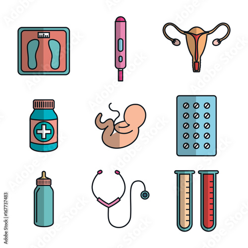 pregnancy maternity medical equipment elements health care vector illustration