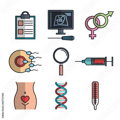 pregnancy maternity medical equipment elements health care vector illustration