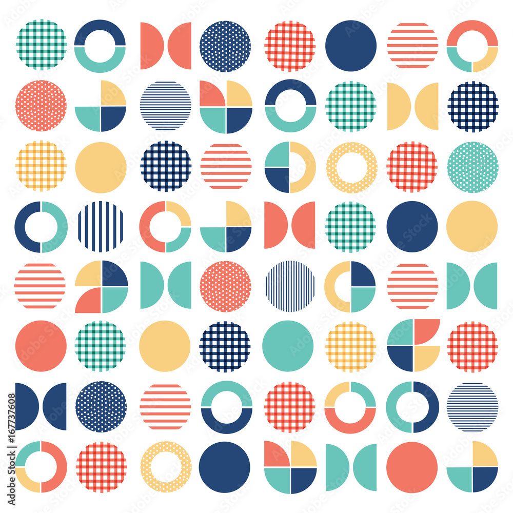 Geometric colorful mixed circle seamless pattern background