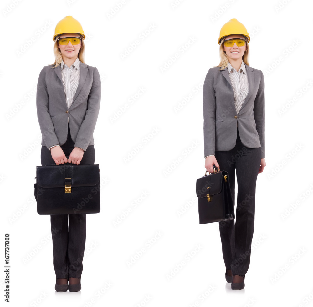 Woman architect isolated on white Woman architect isolated on white