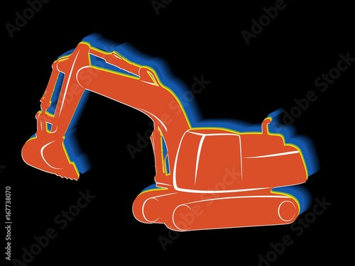 illustration of a excavator. vector drawing