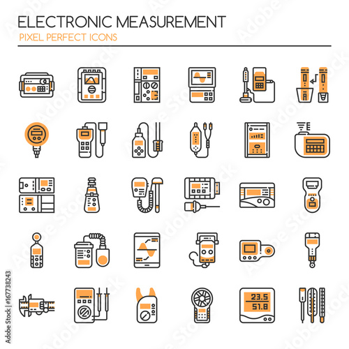 Electronic Measurement Elements , Thin Line and Pixel Perfect Icons.
