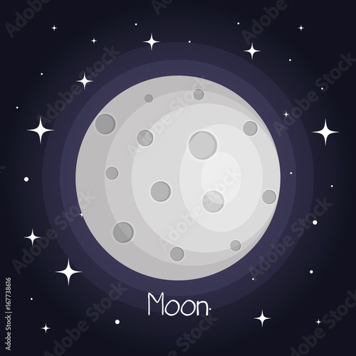 the moon with stars space with craters in the universe vector illustration