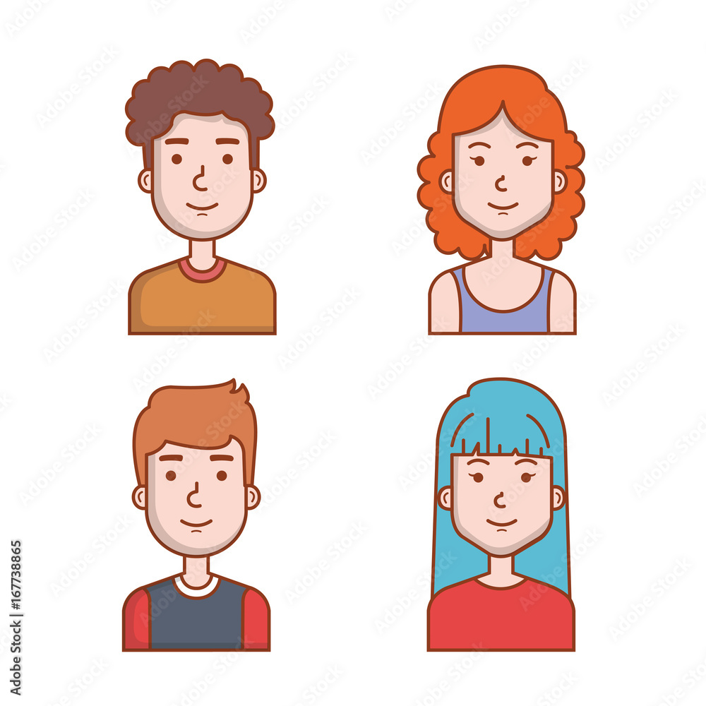 avatars people man and woman portrait set vector illustration avatars people man and woman portrait set vector illustration