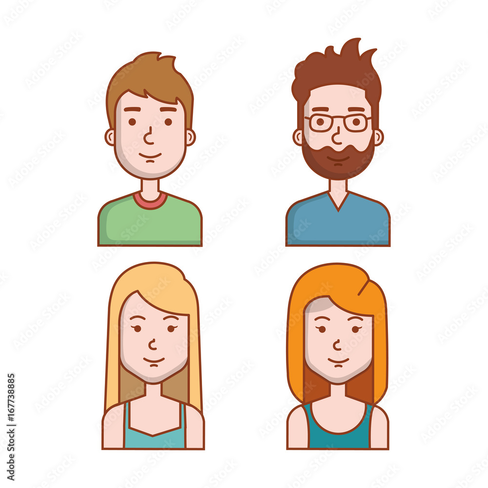 avatars people man and woman portrait set vector illustration avatars people man and woman portrait set vector illustration