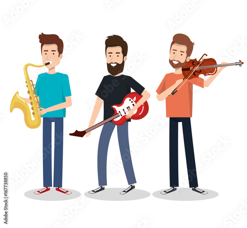 musicians and musical instruments concert entertainment vector illustration
