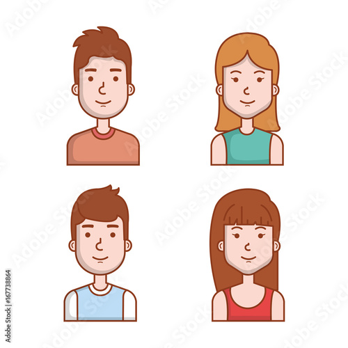 avatars people man and woman portrait set vector illustration