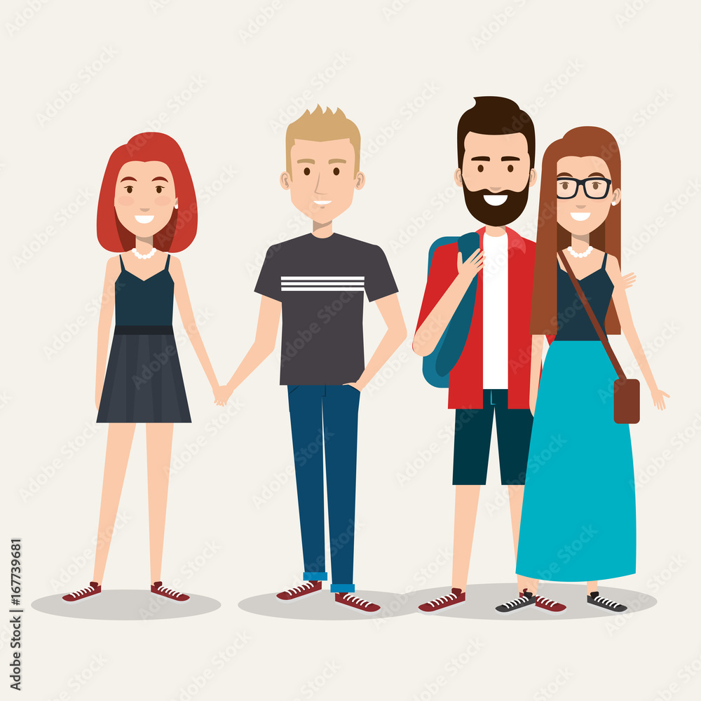 group of happy students with backpacks characters vector illustration group of happy students with backpacks characters vector illustration