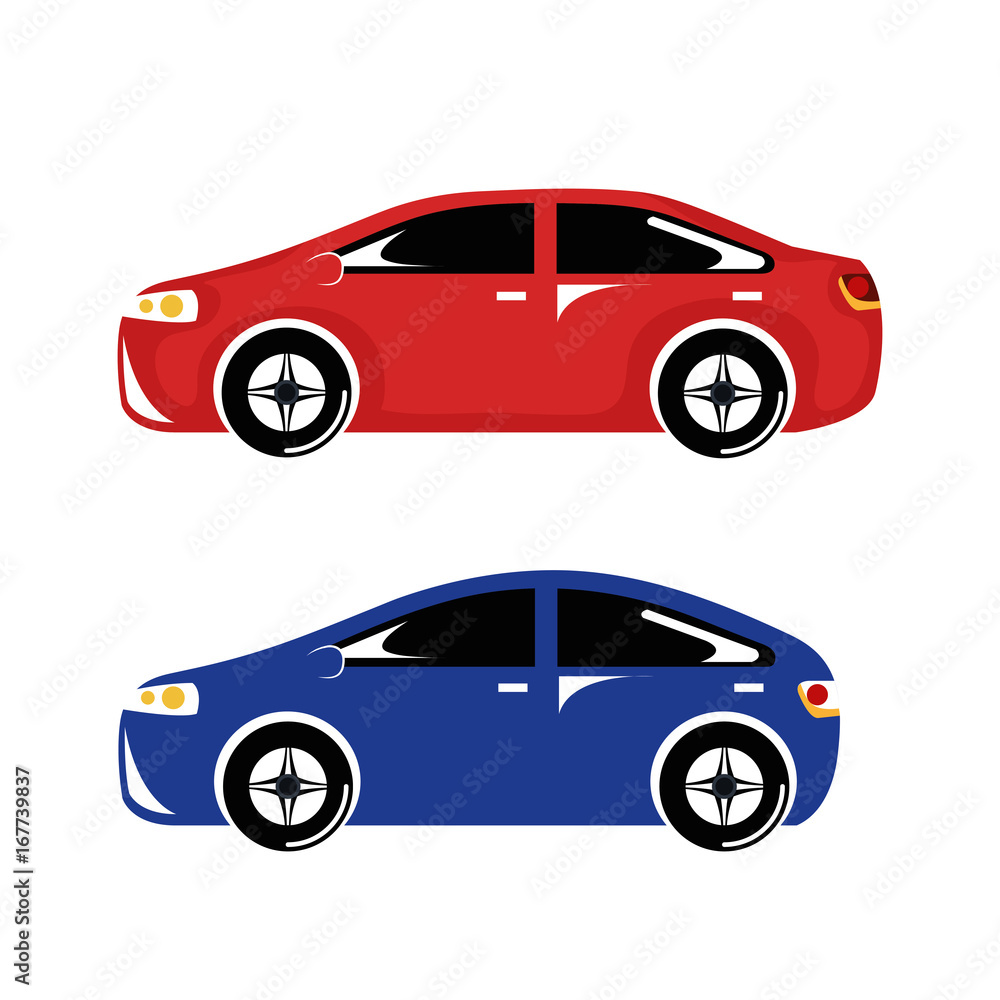 Fototapeta premium two car luxury automobile modern detailed style design vector illustration
