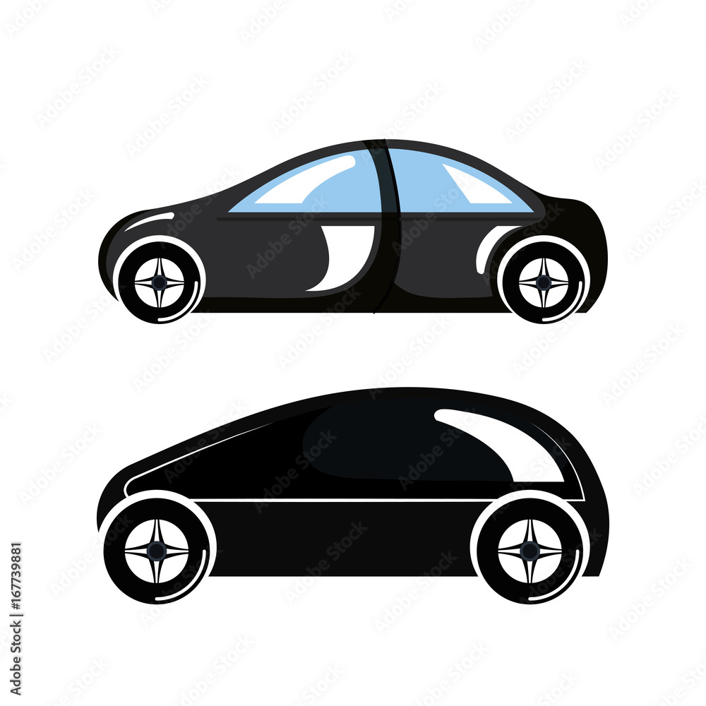 two car luxury automobile modern detailed style design vector illustration