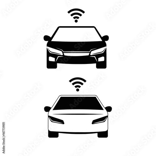 remote sensing system of smart car vehicle front view vector illustration