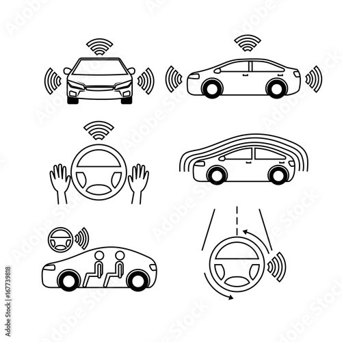 remote sensing system of smart car vehicle front view vector illustration