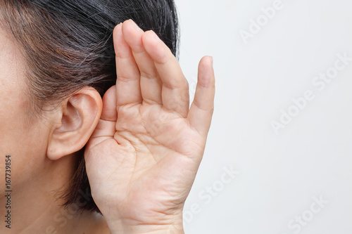 Seniors woman hearing loss , Hard of hearing