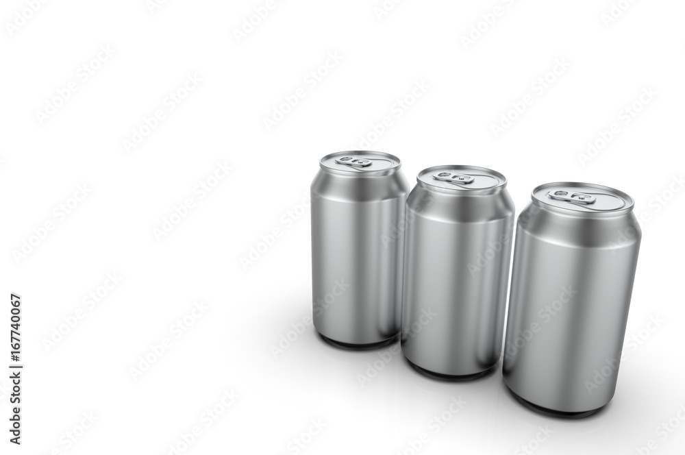 Closeup aluminium soda cans. 3d illustration. Closeup aluminium soda cans. 3d illustration.