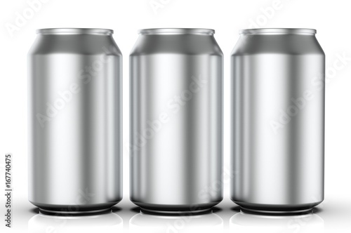 Closeup aluminium soda cans. 3d illustration.